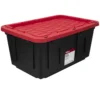 27 Gallon Snap Lid Plastic Storage Bin Container, Black with Red Lid 2