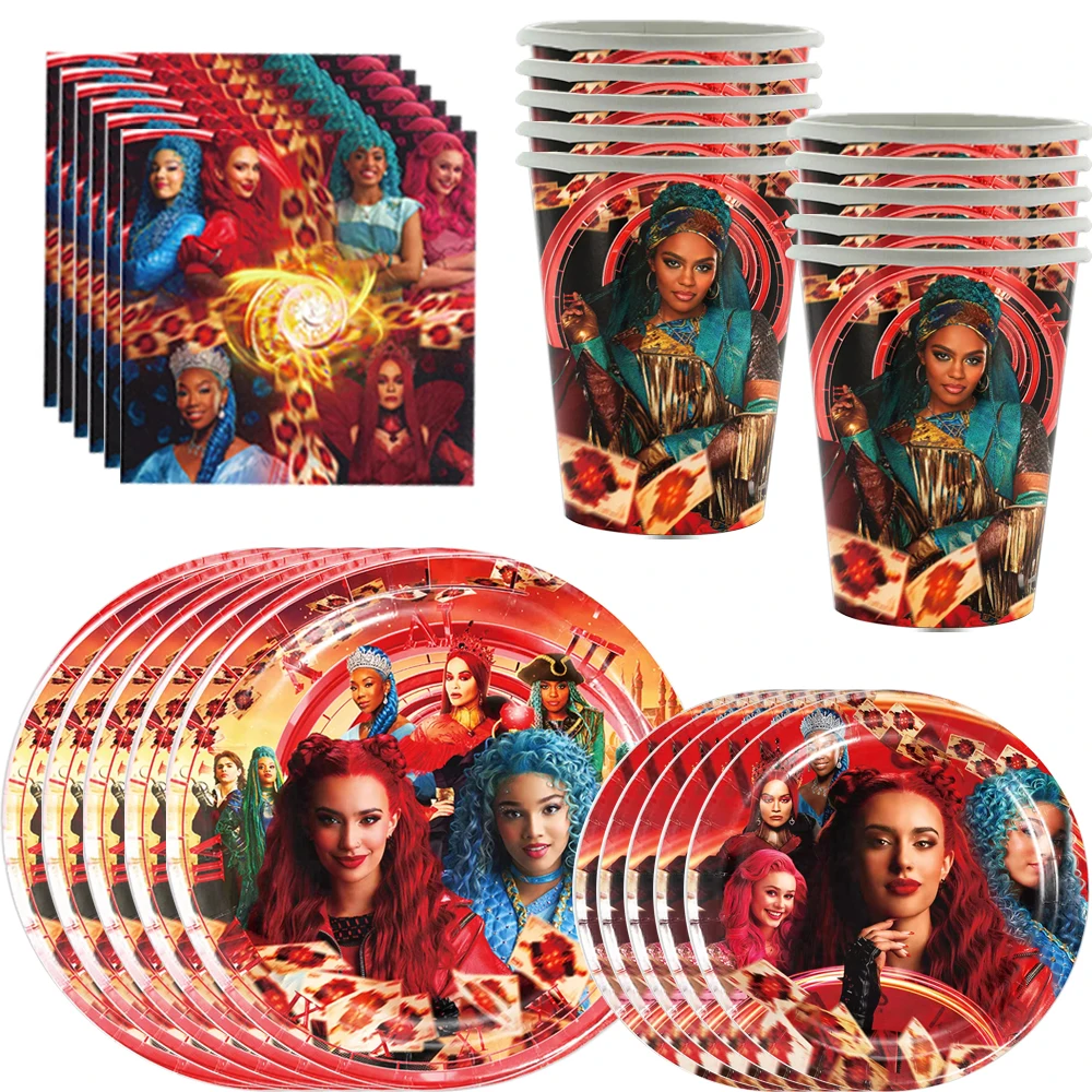 Disney Descendants The Rise of Red Birthday Party Supplies Cup Plate Napkin Tablecloth Balloon for Kids Baby Shower Decorations party supplies birthday party supplies disposable tablecloth birthday tableware set disposable napkins