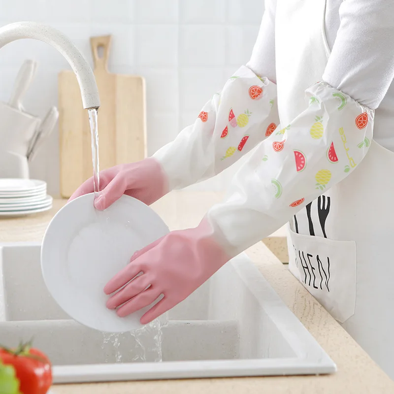 Household Dishwashing Gloves Thickened Waterproof Cleaning Gloves Non Slip Kitchen Rubber