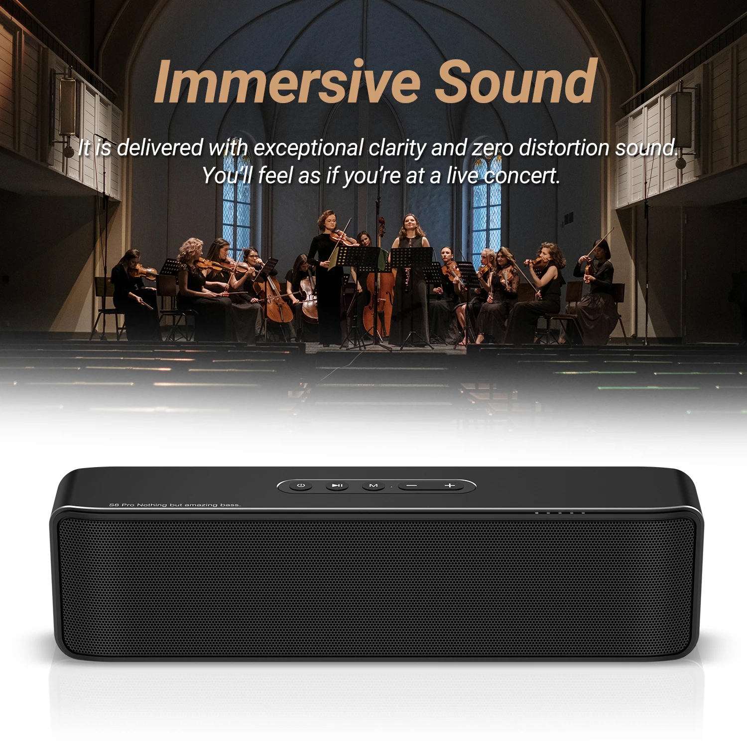 Bluetooth Speaker BOGASING S8 Pro Bluetooth Speaker with Hi-Res 60W Audio Extended Bass and Treble Bluetooth 5.0 HiFi Portable Wireless Speaker