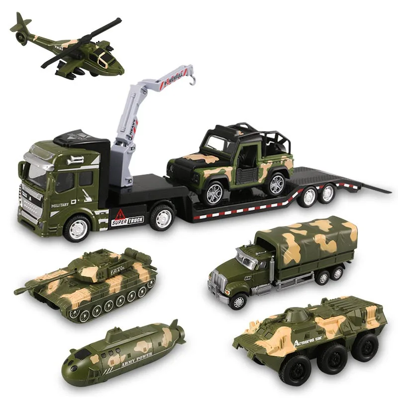 

Children's Toys Alloy Car Play Inertia Sliding Trailer Mini Alloy Car Series Suit Toy Model Simulation Tank Children Boys Toys