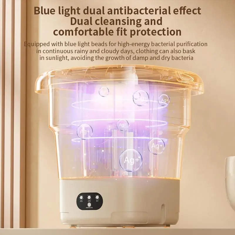 Portable Washing Machine 9L Mini Washing Machine Folding Lightweight Travel Laundry Tub With Dehydration Function Personal