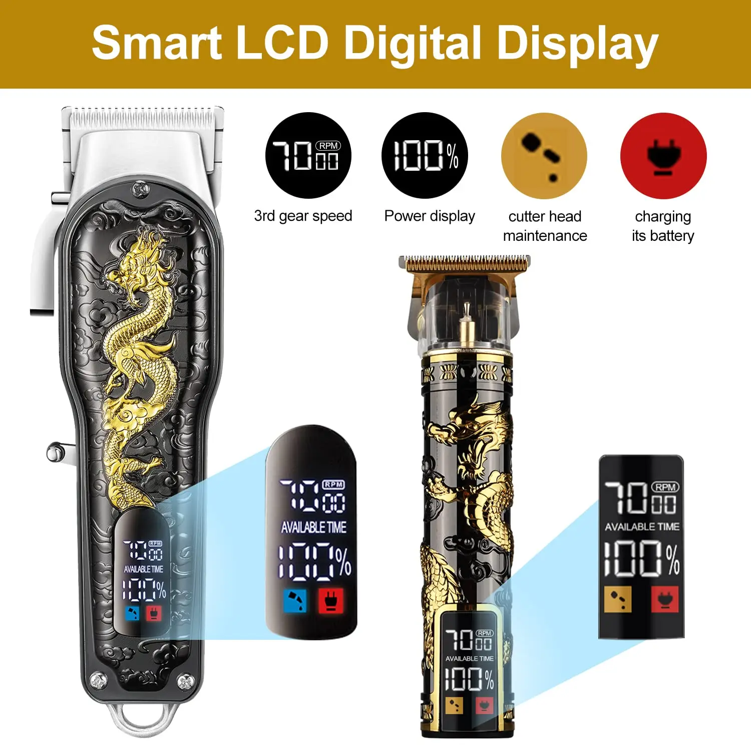 Hair Clipper Electric LCD Hair Trimmer Cordless Shaver Trimmer 0mm Men Barber Cutting Machine for Men Rechargeable USB hair clipper,electric shaver,electric clipper
