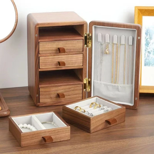 Organizador joyas 5 cajones, joyero madera para mujer, soporte joyería  rústico, estuche joyería madera para - AliExpress