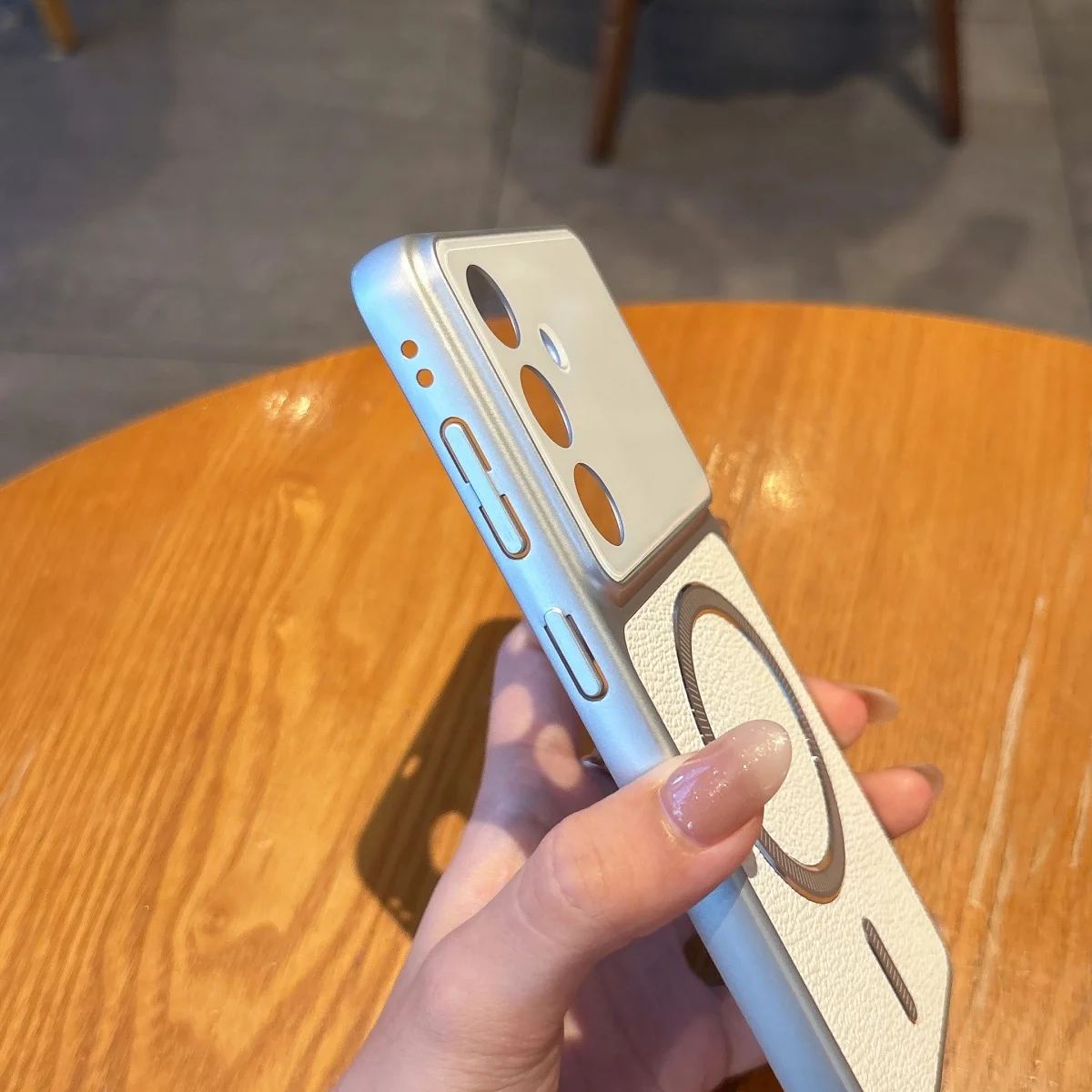 Lychee Leather Texture MagSafe Magnetic Phone Case with Shockproof Large Window Cover