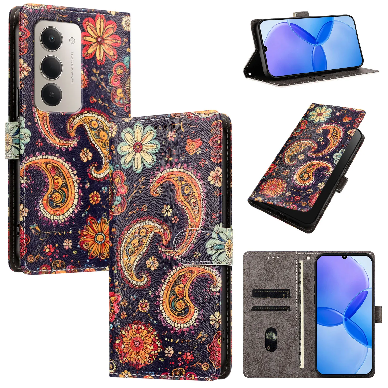 Elegant Leather Flip Wallet Phone Case with Book-Style Cover