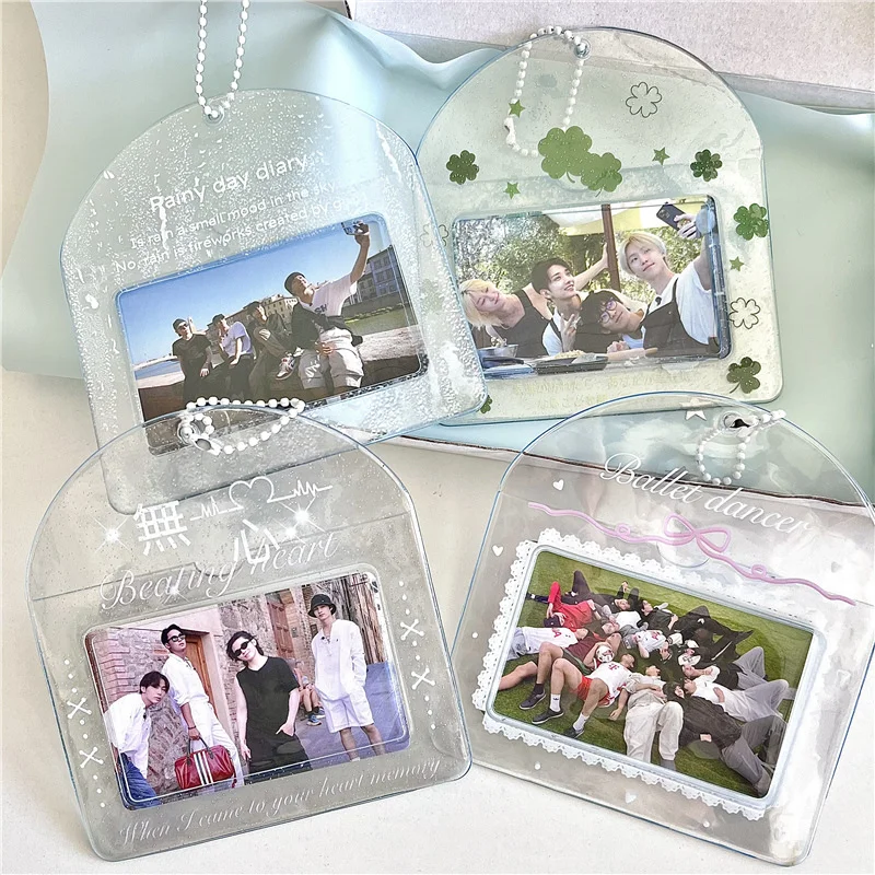 Lucky Clover Horizontal Card Holder Cute Hard Plastic ID Card Protector Collectible Photo Card Sleeve for K-Pop Cards