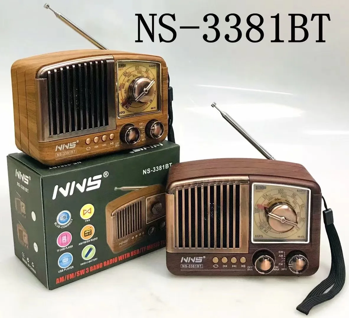Retro Mini Radio Bluetooth Speaker Nostalgic Wood grain Desktop Home Decoration Mobile Phone Audio Gift