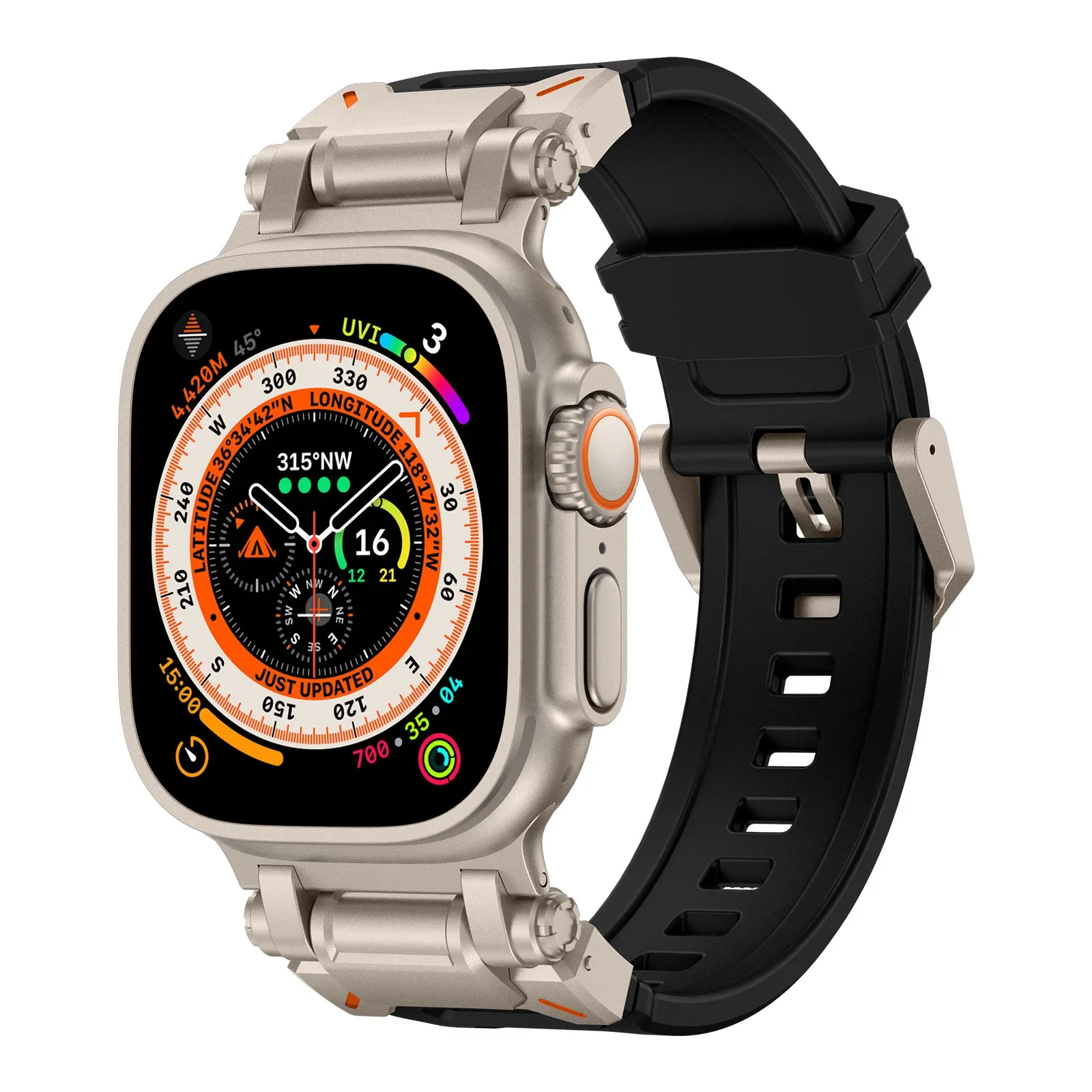 Metal+Rubber Strap for Apple Watch Ultra/2 9 8 7 49mm 45mm Luxury Modification Kit Bracelet for IWatch 6 5 4 3 SE 44mm 42mm Band