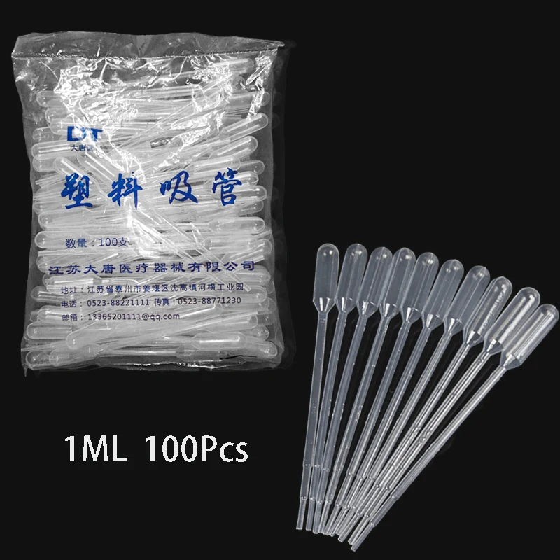 Transfer Pipettes 100Pcs 1ml Plastic Transparent Pipettes Disposable Safe Eye Dropper Transfer Graduated Lab Supplies plastic pipette