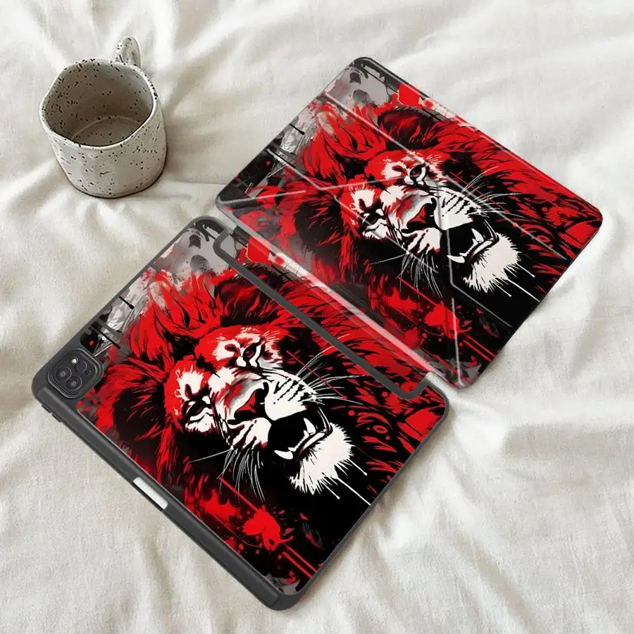 Abstract Lion Tablet Case with Holder and Cover, Compatible with Multiple Sizes