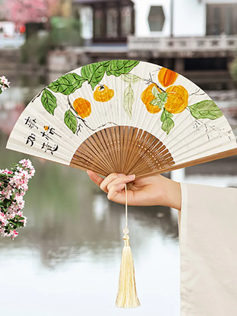 Diy Xuan Paper Fan Blank Chinese Brush Calligraphy Ink Painting Creation Paper Hand-Held Folding Fans For Summer Use Gifts