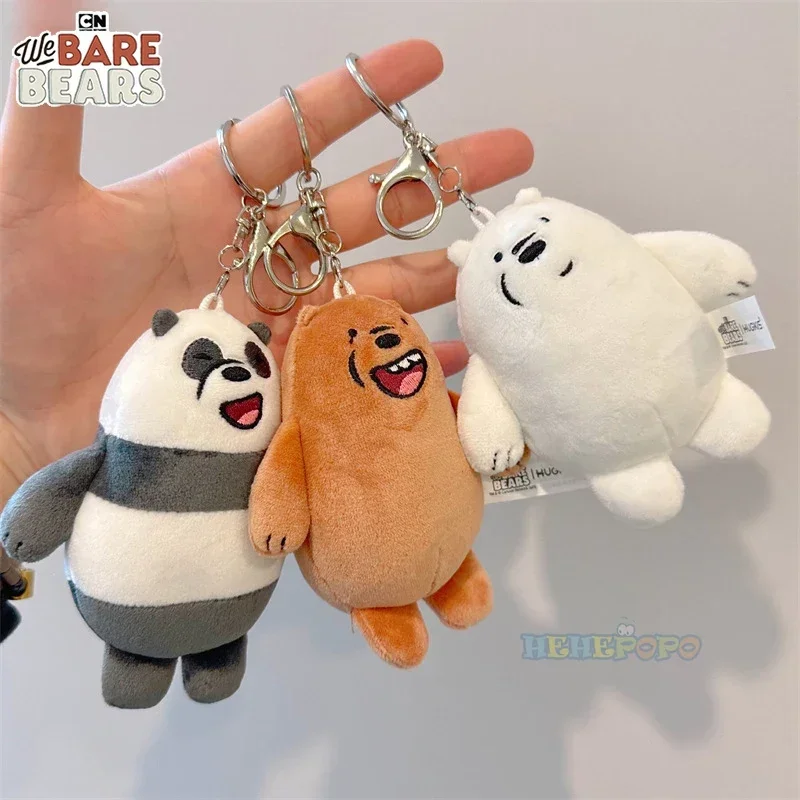 Cute We Bare Bears Plush Keychain, 12cm Soft Cartoon Hanging