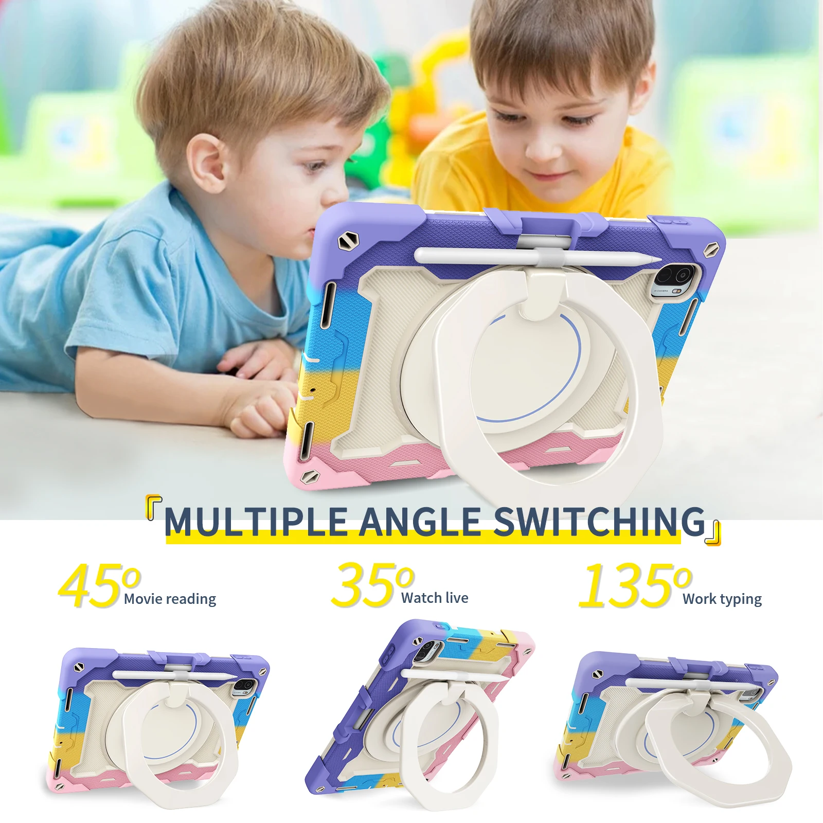 mão suporte tablet capa protetora para xiaomi mi almofada pro polegada caso prova de choque portátil armadura pc silicone