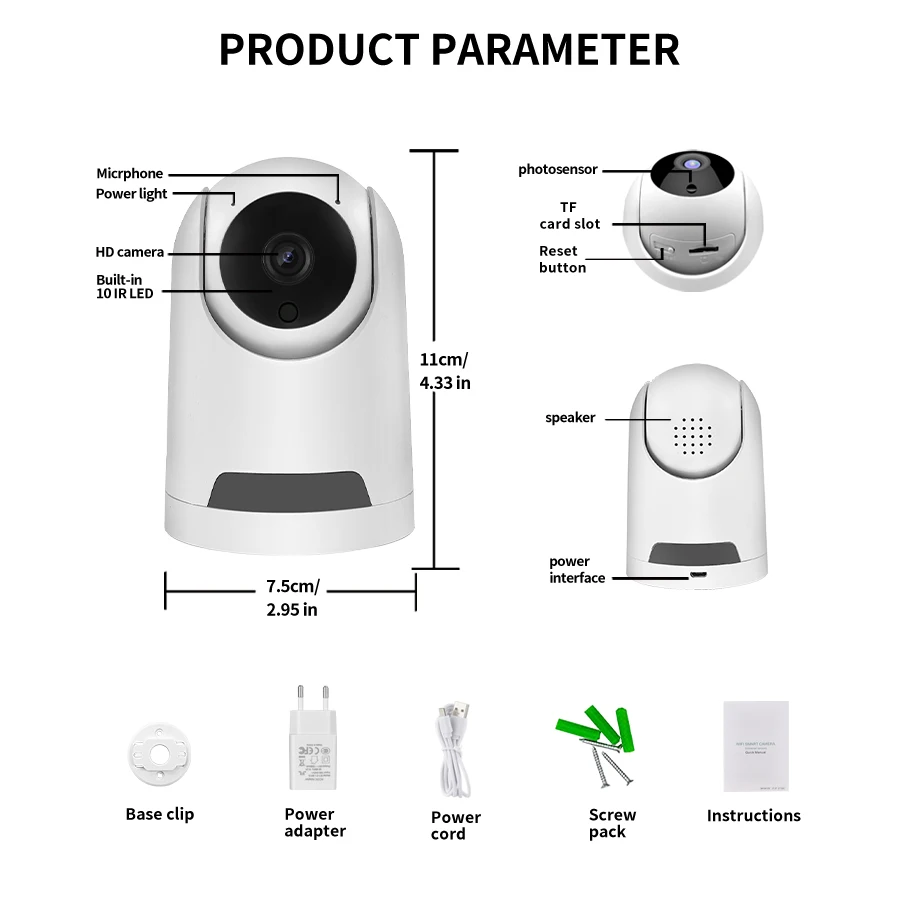3MP WIFI surveillance camera CCTV indoor pet and baby monitor wireless network security camera PTZ two-way voice intercom TUYA 2
