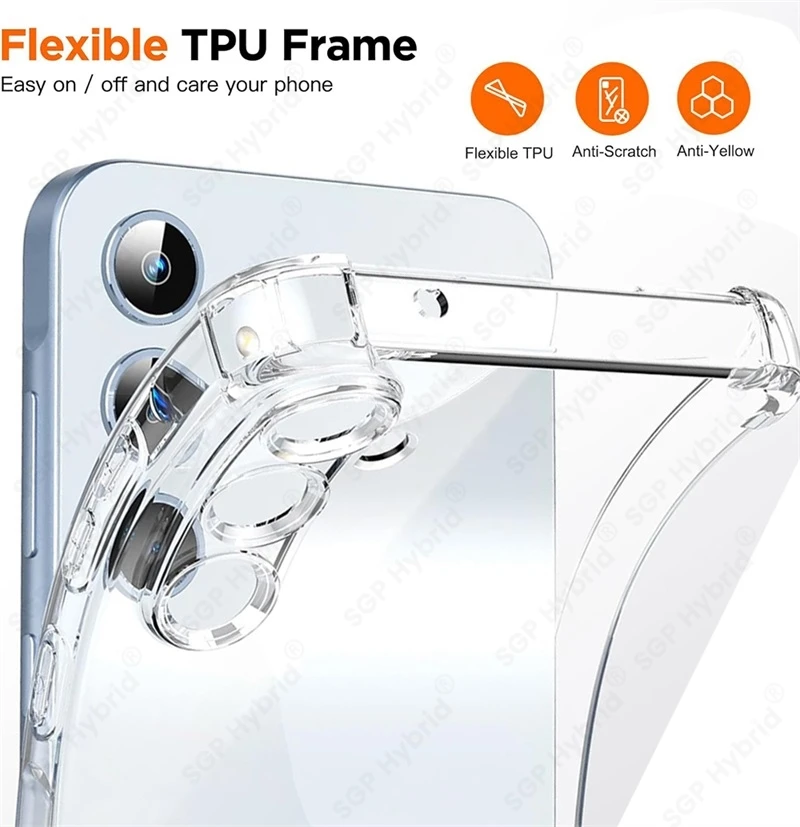 Clear Crystal TPU Soft Cover - Anti-Yellowing Shockproof Case