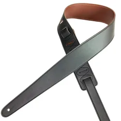 Premium Two - Tone Soft PU Leather Adjustable Guitar Strap (Black)