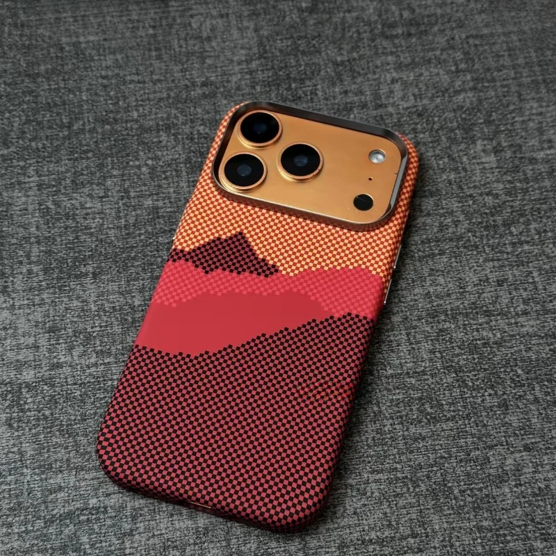 Magnetic Carbon Fiber Wireless Phone Case with Camera Lens Protection