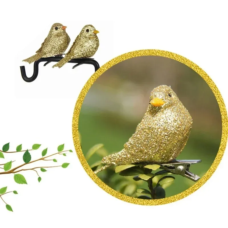 12pcs/set of Artificial Simulation Foam Bird Set Mini Bird Jewelry Flash DIY Craft garden decoration