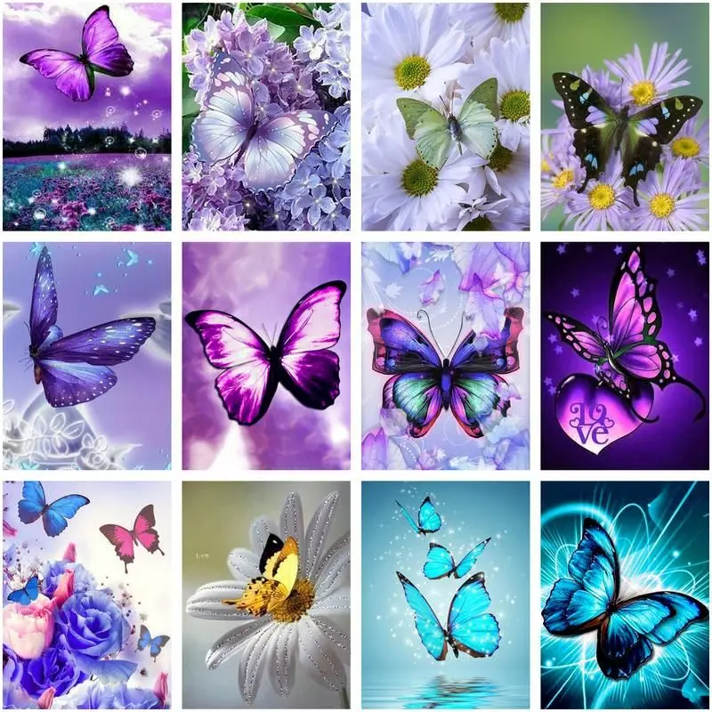 

CHENISTORY Oil Painting By Number Butterfly Drawing On Canvas Gift Diy Pictures By Numbers Animal Kits Handpainted Home Decor