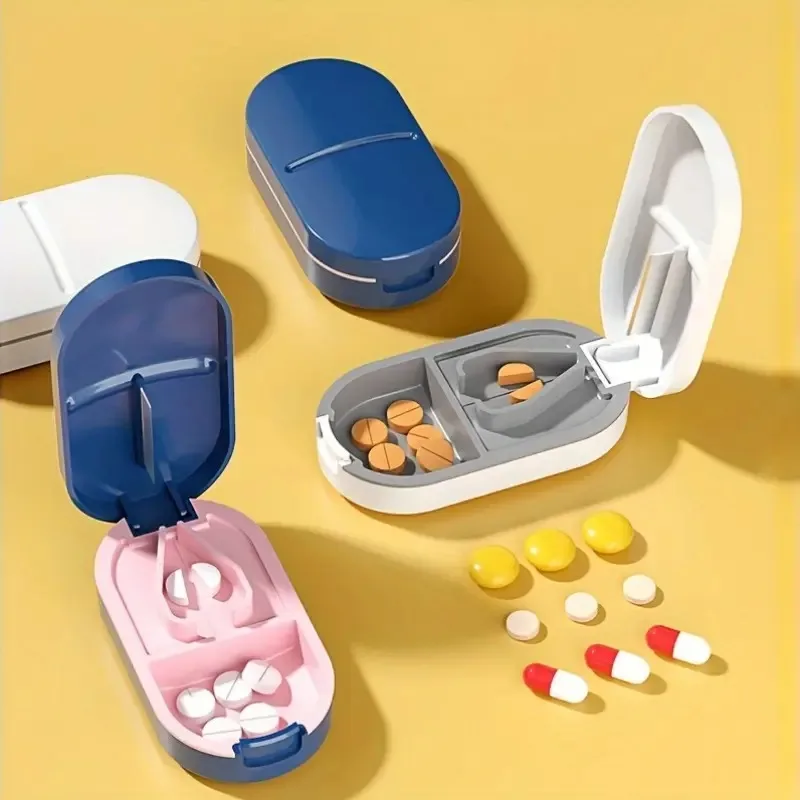 Portable Pill Cutter with Stainless Steel Blade for Travel