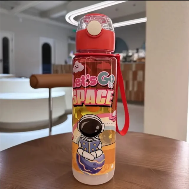23.67oz Let's Go Space Astronaut Sports Water Bottle with Straw, Leakproof & Portable, BPA-Free PC,  High Temperature Resistant 4