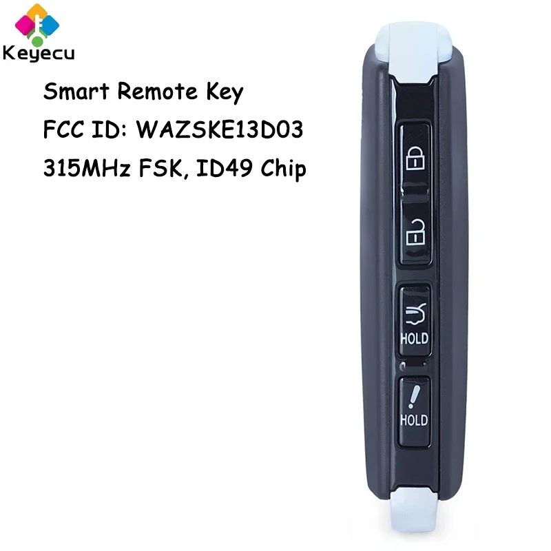 Keyecu Smart Remote Control Chiave Per Auto Con 4 Pulsanti 315Mhz 49 Chip Per Mazda Cx-5 Cx-9 6 Mx-5 Miata Rf 2019-2022 Fob Wazske13D03