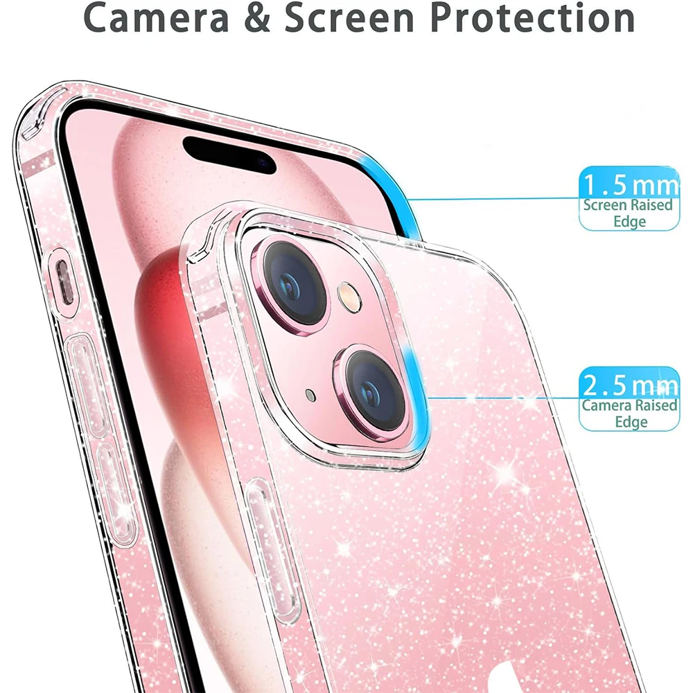 Sparkling Clear Phone Case with Glitter Highlights - Stylish Protective Cover