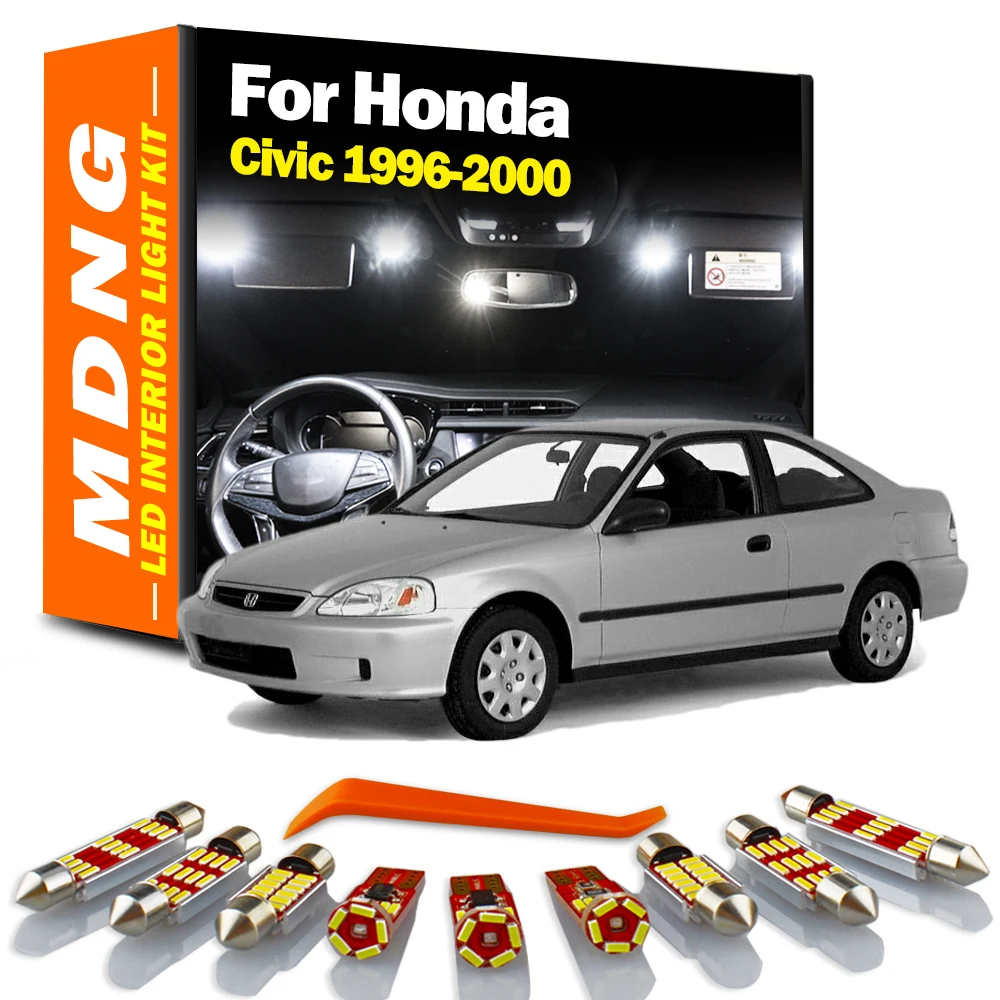 Mdng 9Pcs Canbus Car Led Kit Luci Interne Per Honda Civic 1996 1997 1998 1999 2000 Cupola Mappa Lettura Lampada Targa