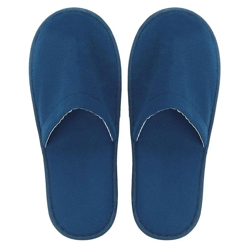 1 Pair White Red Blue Towelling Hotel Slippers Spa Guest Disposable Travel Shoes