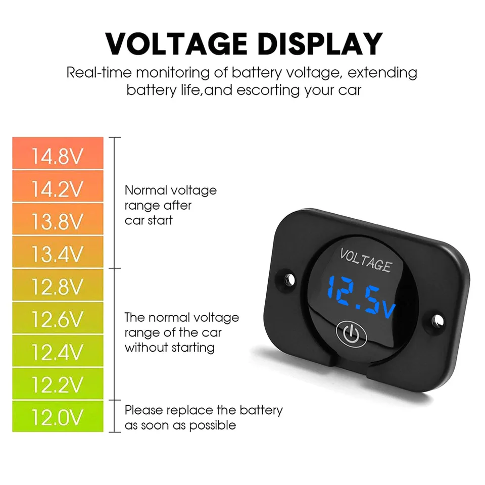 MONITOR DIGITALE DC 12V LED Voltmetro Display Misuratore Batteria