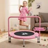 36" Toddler Trampoline for Kids Ages 1-6 with Safety Pad, Adjustable Handle, Easy Fold, Indoor/Garden Fun & Exercise