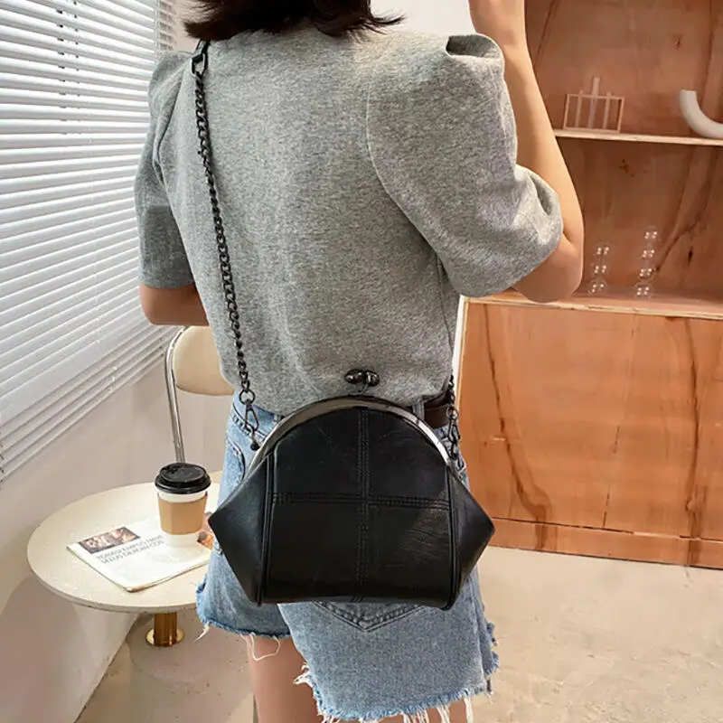 New Shell Bags Female Shoulder Bags Fashion Leisure Trend Commuter Retro Chain Bag Advanced Sewing Thread Women's Crossbody