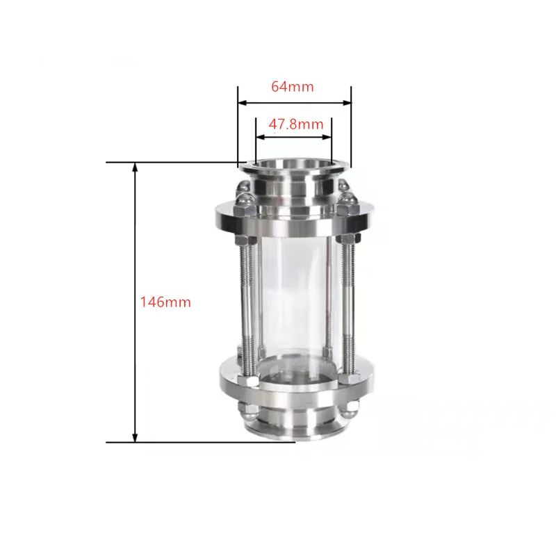 2"51mm Tri Clamp Clover Flow Sight Glass Diopter For Home Brew Diary Product 304 Stainless Steel Sanitary Fitting Ferrule OD 64mm