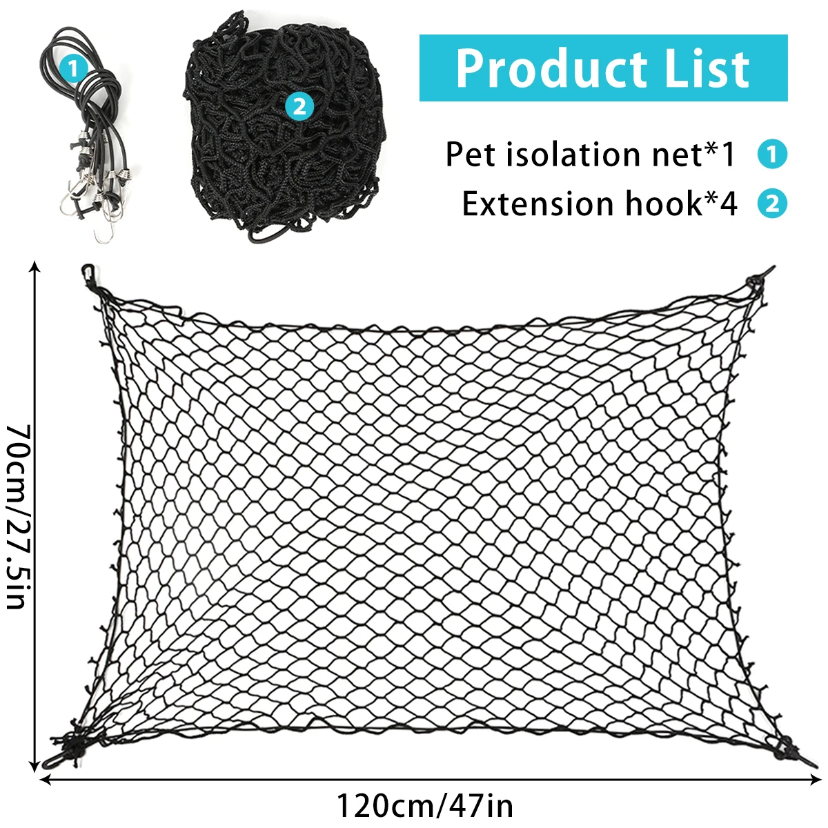 Car Dog Barrier Net Hooks Durable Dog Car Safety Barrier Net Reusable Foldable Fence Practical Universal