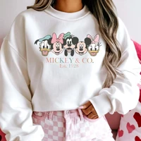 2025 Disney Women's Cotton T-shirt Sporty Casual Style With Mickey Mouse Print Plus Size Streetwear Trendy Hip-Hop Style