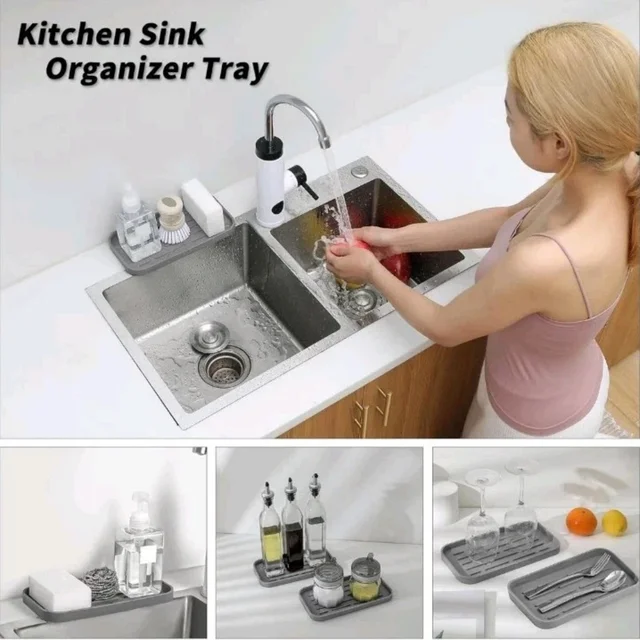 Flexible Silicone Drain Tray Kitchen Sink Organizer Specifications Flexible Part Name Note Package Content Features Silicone 4
