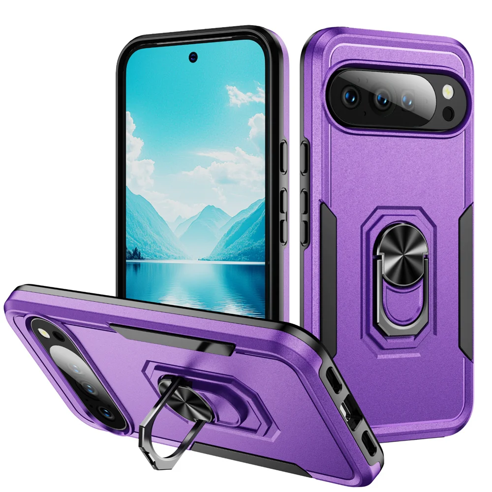 Luxury Armor Magnetic Folding Stand Phone Case with Color Collision Design