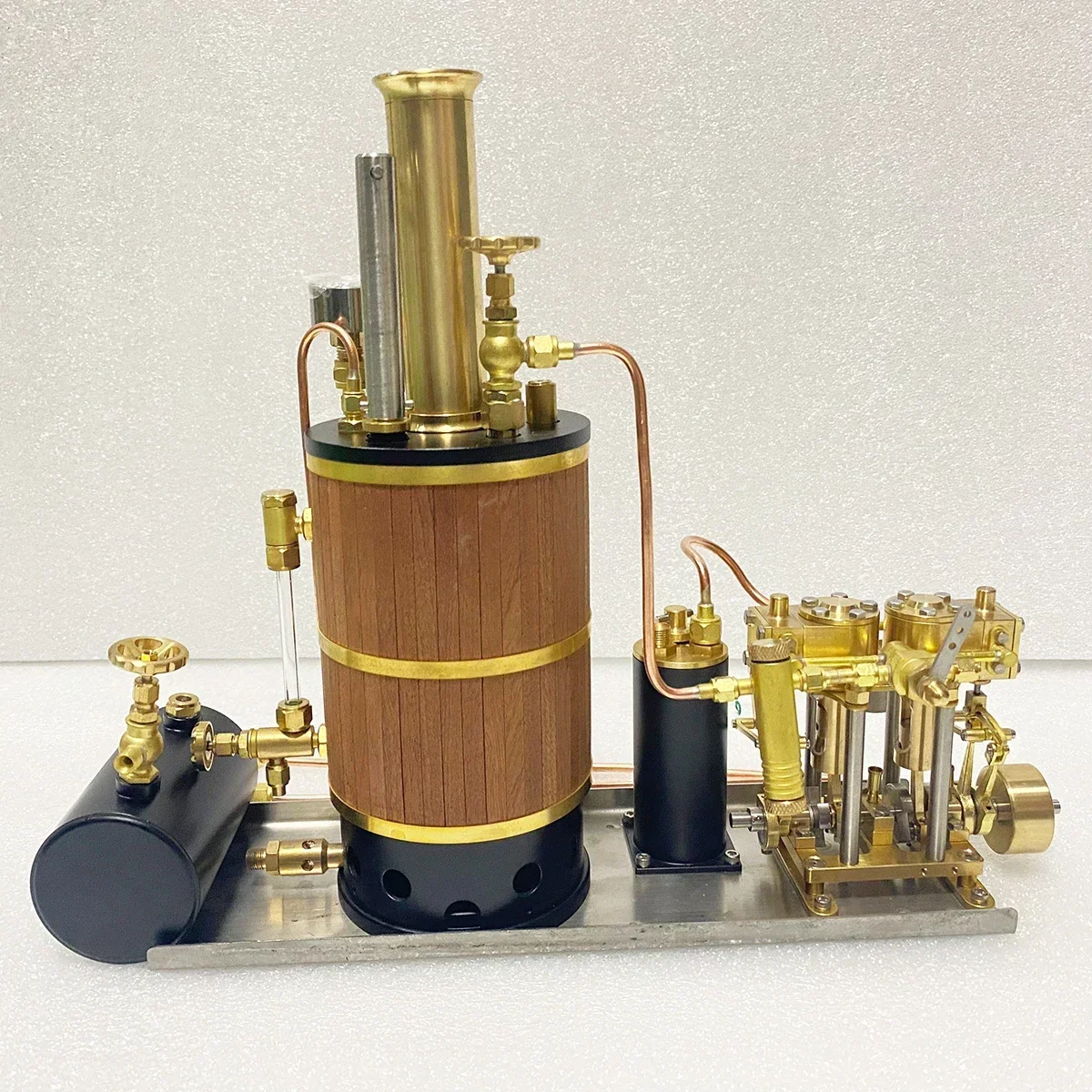 Vertical Steam Engine Boiler Inline Double Cylinder Power Unit