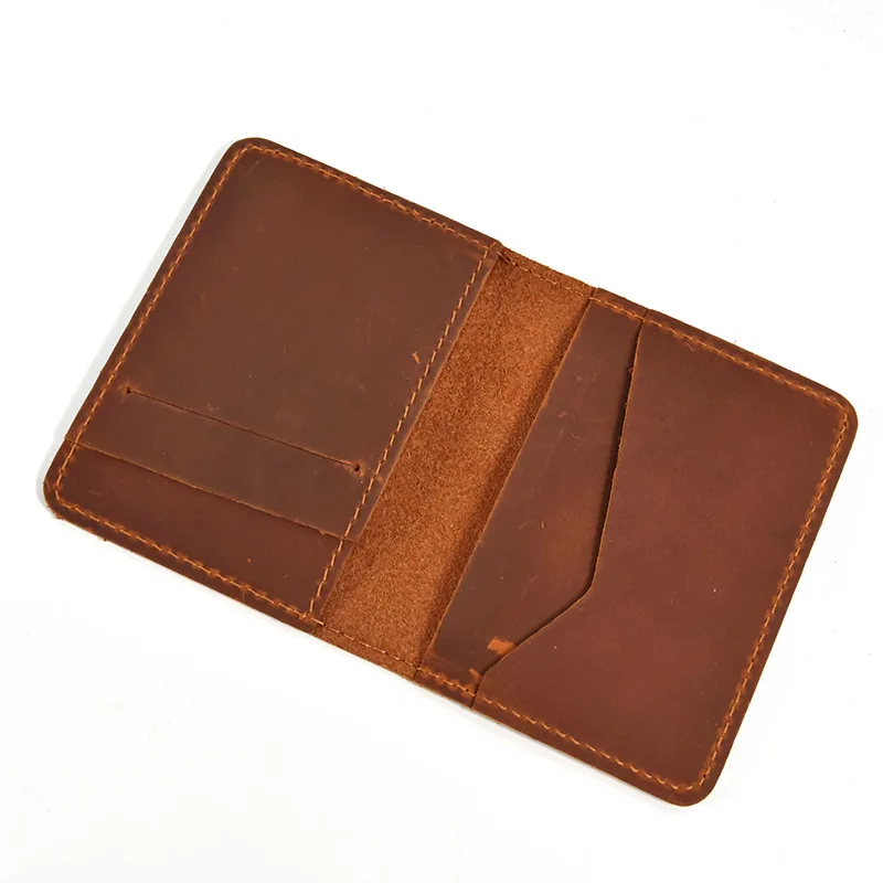 Vintage Men's Leather Wallet Crazy Horse Skin Vertical Wallet Head Layer Cowhide Multi-card Change Card Bag