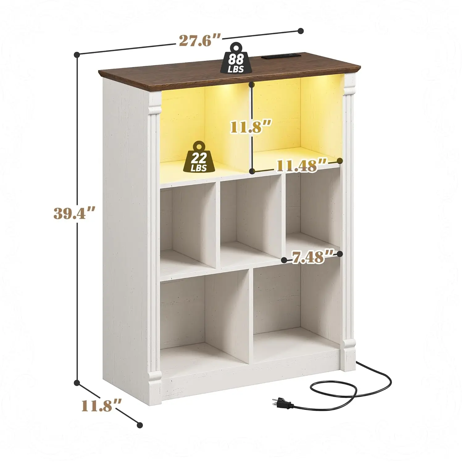 7-Cube Storage Organizer with LED Light & Charging Station 4