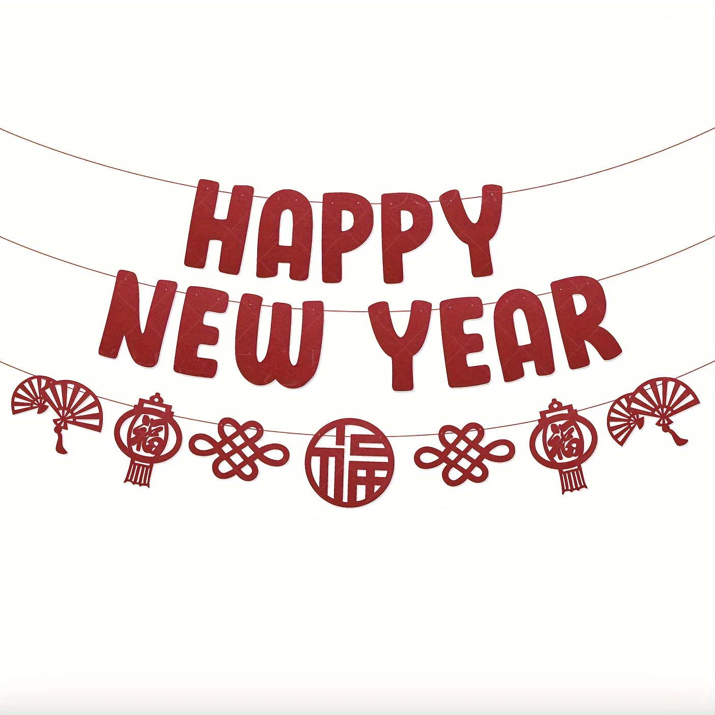 Happy New Year Banner, Festive Chinese Words New Year/Spring Festival/party/office/school/mall/home Decor Flag Banner
