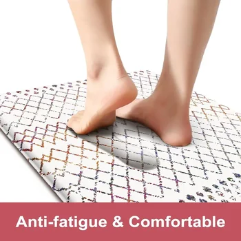Kitchen Mats 2PCS,Cushioned Anti Fatigue Boho Kitchen Rugs and Mats,Non Slip Waterproof Kitchen Mats for Floor,Comfort Foam 2