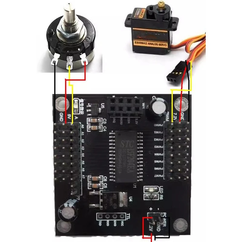 B48B-8 Way Servo Control Board Robotic Arm Control Board Ptz Knob Potentiometer Servo