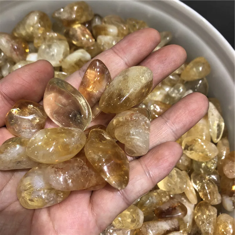 

2.2LB Big Size Natural Citrine Tumbled Crystal Citrine Gravel Stones For sale