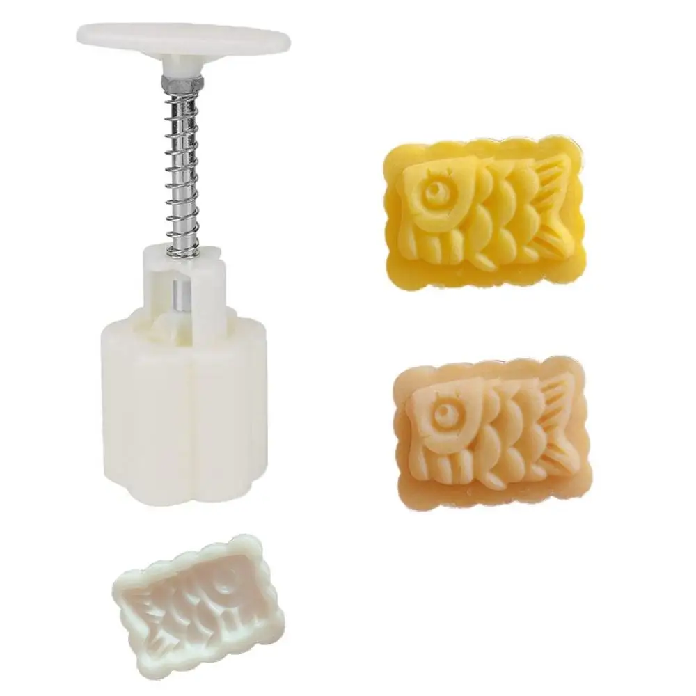 Japanese Style 30-50g Pie Making Manual Fish,Rabbit Pattern Creative Cookie Stamps Mooncake Press Koi Mooncake Mold Pastry Tool