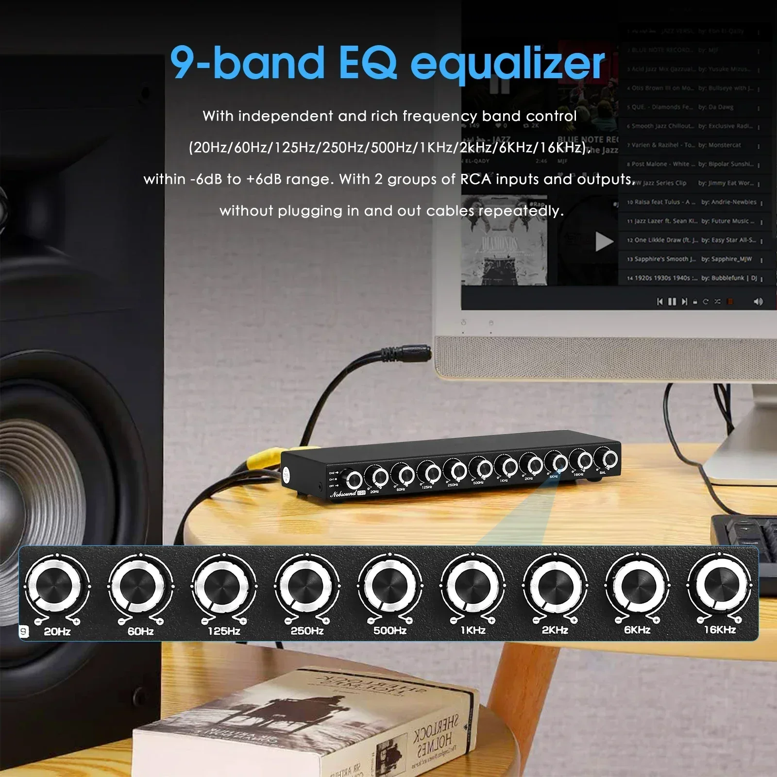 T8 Pro Aisny 9 Bande Audio HiFi Equalizzatore, Preamplificatore Stereo ADL-EQ9 Processore Audio Professionale Per Auto E Casa Nobsound EQ - Foto 6