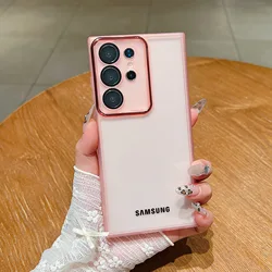 Luxury Transparent Shockproof TPU Phone Case - Clear Soft Cover Bumper - Samsung Galaxy A70 (Pink)