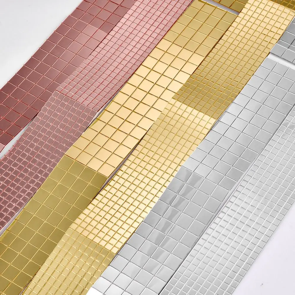 Description Picture 2 of item4x60cm Self-Adhesive Real Glass Craft Stickers Reflective Glass Tape Mirror Mosaic Tiles For Making DIY Hand Crafts Home Decor