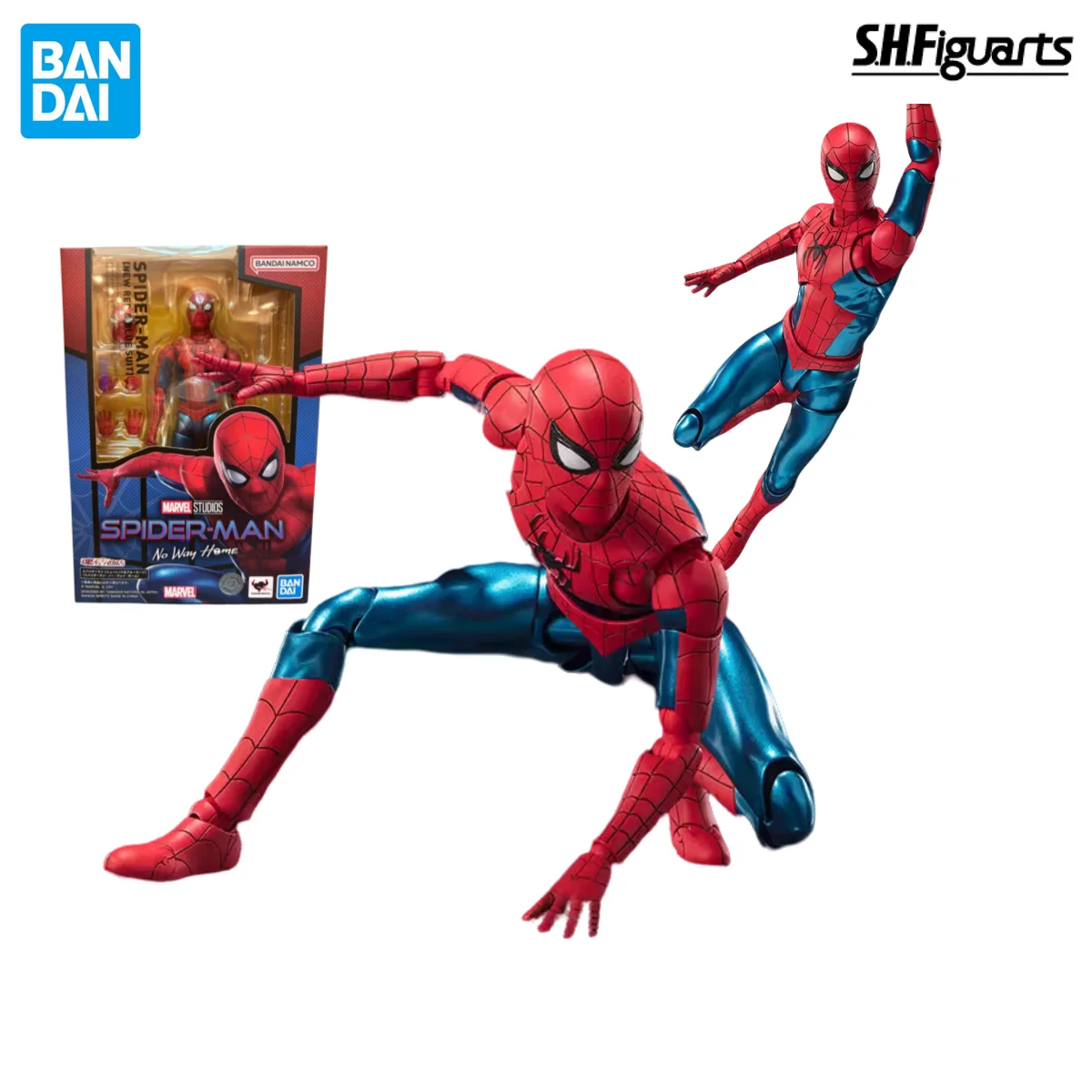 

Фигурка BANDAI S.H. Фигуртс, оригинальный Человек-паук Marvel: нет дороги, Питер Паркер, новый красный и синий костюм, экшн-фигурка, подарок на день рождения